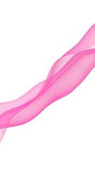 Abstract pink wave. Bright pink ribbon on white background. Pink scarf. Abstract smoke. Raster air background. Vertical image orientation. 3D illustration