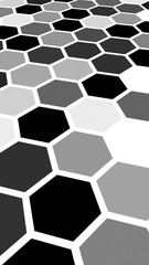 White honeycomb with a gradient color. Perspective view on polygon look like honeycomb. Extruded, bump cell. Isometric geometry. 3D illustration