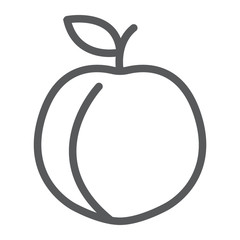Peach line icon, fruit and vitamin, apricot sign, vector graphics, a linear pattern on a white background, eps 10.