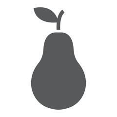 Pear glyph icon, fruit and vitamin, diet sign, vector graphics, a solid pattern on a white background, eps 10.