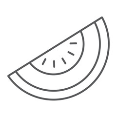 Melon thin line icon, fruit and vitamin, diet sign, vector graphics, a linear pattern on a white background, eps 10.