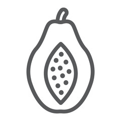 Papaya line icon, fruit and vitamin, diet sign, vector graphics, a linear pattern on a white background, eps 10.