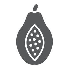 Papaya glyph icon, fruit and vitamin, diet sign, vector graphics, a solid pattern on a white background, eps 10.