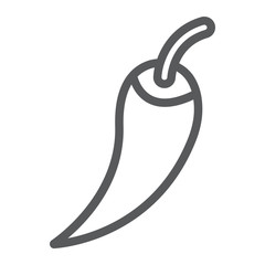 Red hot chili pepper line icon, vegetable and spicy, Chili pepper sign, vector graphics, a linear pattern on a white background, eps 10.
