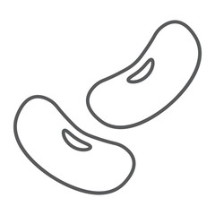 Kidney beans thin line icon, vegetable and diet, vegetarian sign, vector graphics, a linear pattern on a white background, eps 10.