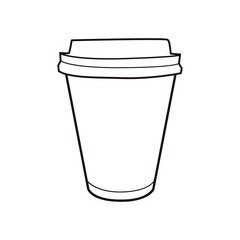Vector illustration of coffee cup. Vintage icon for drink and beverage menu or cafe design.