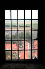 Surrounding of Zierikzee seen through a window of the Sint-Lievensmonstertoren