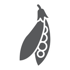 Pea pod glyph icon, vegetable and diet, peas sign, vector graphics, a solid pattern on a white background, eps 10.