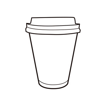 Vector illustration of coffee cup. Vintage icon for drink and beverage menu or cafe design.