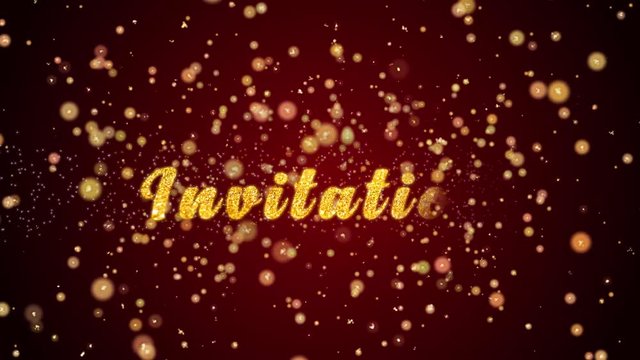 Invitation Greeting Card text with sparkling particles shiny background for Celebration,wishes,Events,Message,Holidays,Festival.