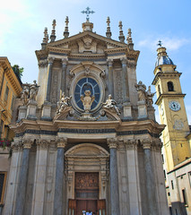 Fototapeta na wymiar Saint Cristina baroque church in San Carlo square, Turin, Italy