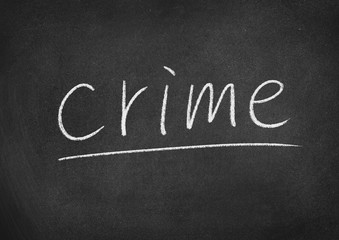 crime concept word on a blackboard background