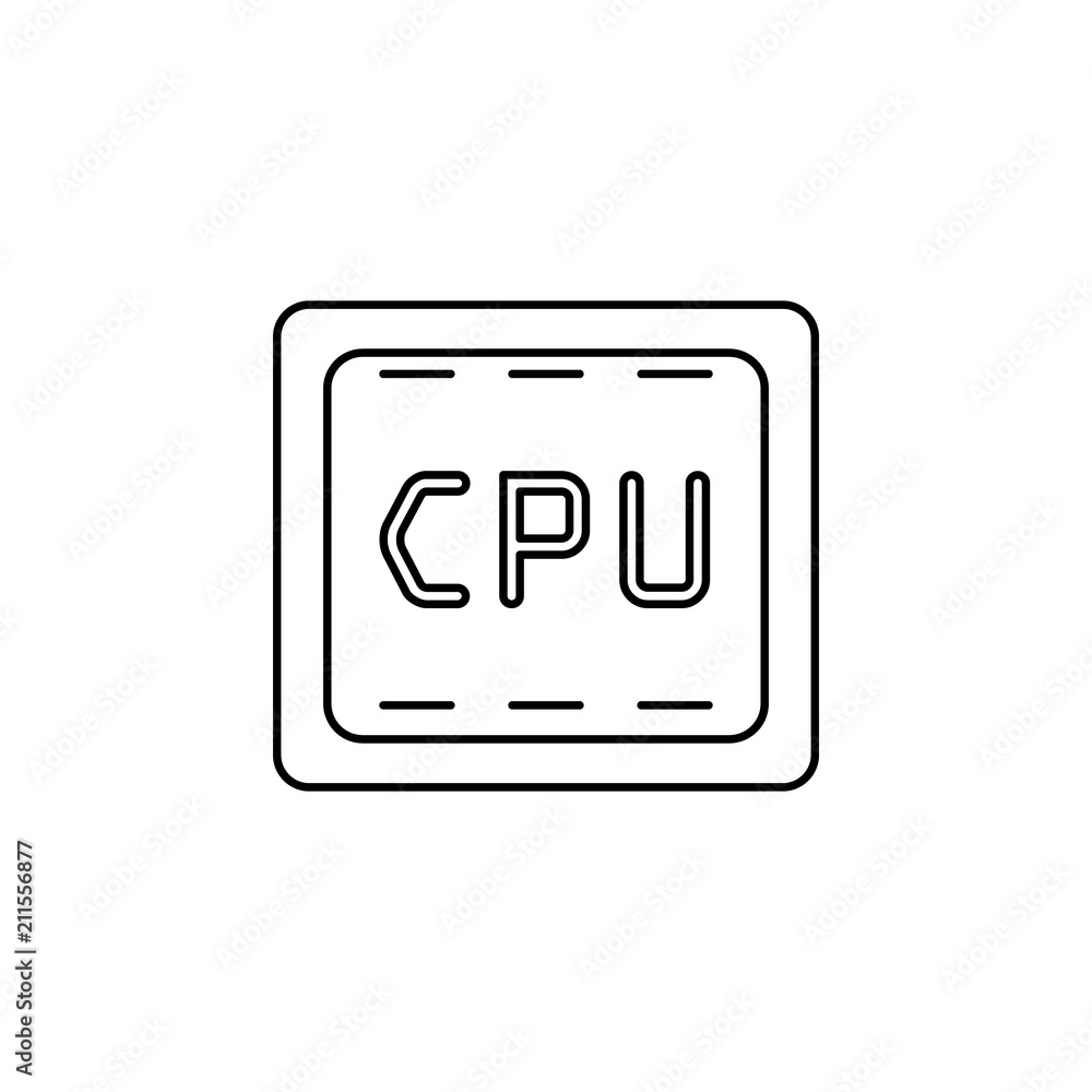 Poster cpu line. element of computer parts for mobile concept and web apps illustration. thin line icon for