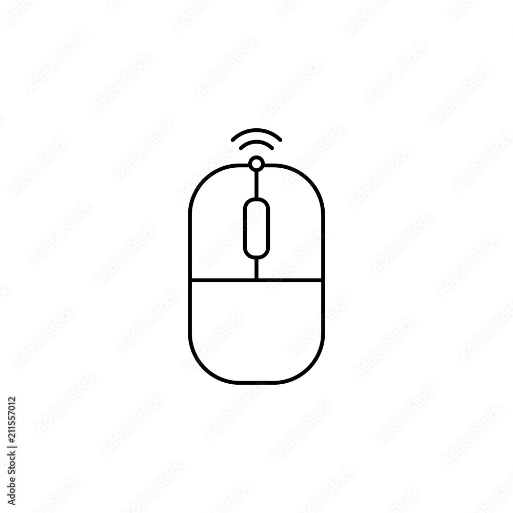 Poster wireless mouse line. element of computer parts for mobile concept and web apps illustration. thin li