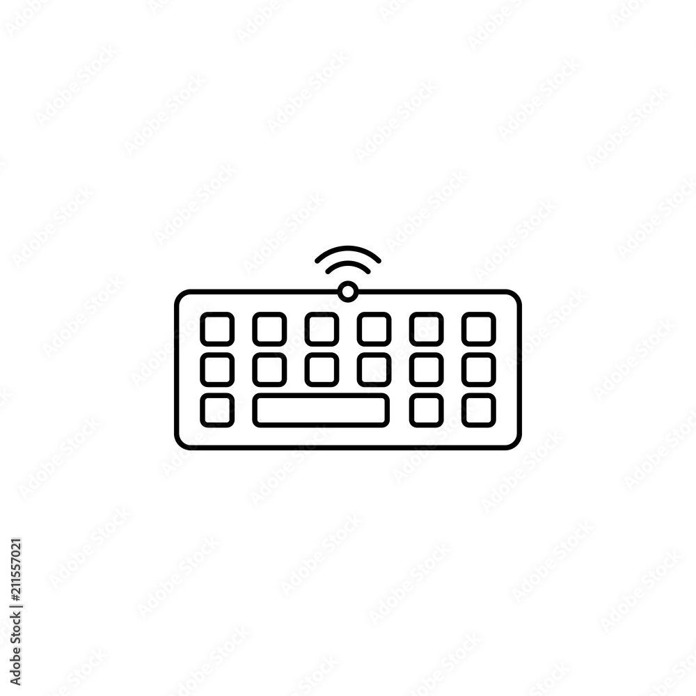 Poster wireless keyboard line. element of computer parts for mobile concept and web apps illustration. thin