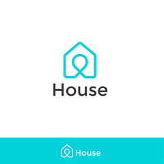 House Pin Logo Design Template