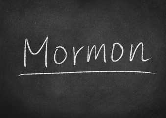 Fototapeta premium Mormon concept word on a blackboard background