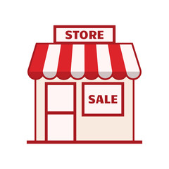Colored shop icon, store front. Vector illustration