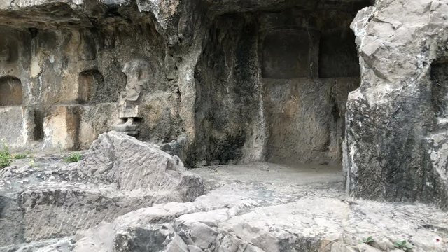 Walking at the Longmen Grottoes park in Luoyang, China