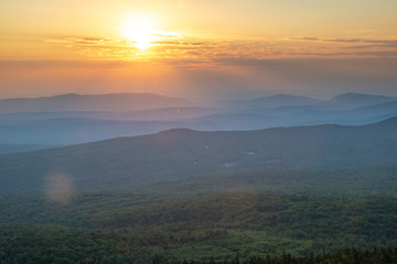 Sunset over New England mountains 