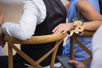 Couple at a beach wedding ceremony