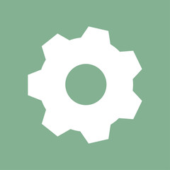 Cog icon isolated on green background