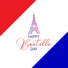 Fototapeta na wymiar Happy Bastille Day greeting card