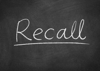 recall concept word on a blackboard background
