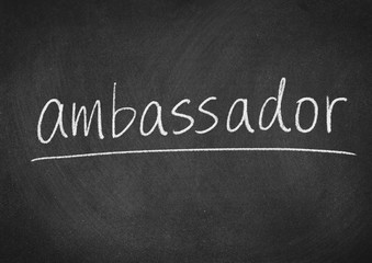 ambassador concept word on a blackboard background