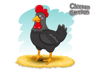 Cute Cartoon Chicken Characters. Vector Illustration Cartoon Style.
