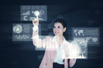 Caucasian businesswoman working with virtual screen