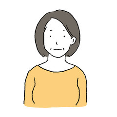 中年女性　上半身　イラスト
