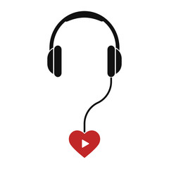 Headphone. heart. Vector.