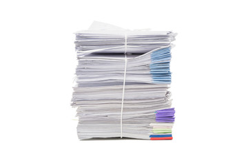 Stack of business document papers  isolated on white background