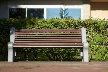 street bench wooden with concrete base