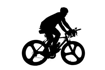 Fototapeta na wymiar silhouette Sport man whit bike on white background