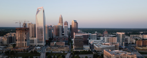 Aerial View of the Downtown City Skyline of Charlotte North Carolina