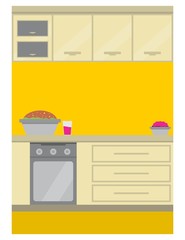 yellow kitchen interior design background