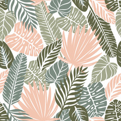 Seamless Tropical Leaves Pattern Background