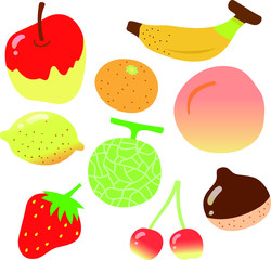 Fresh fruit illustration set