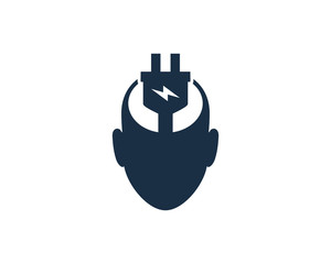 Electric Head Logo Icon Design Element
