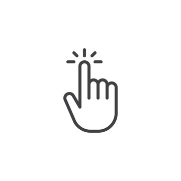 Click hand outline icon. linear style sign for mobile concept and web design. Touching finger simple line vector icon. Symbol, logo illustration. Pixel perfect vector graphics