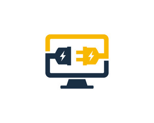 Electric Computer Logo Icon Design Element