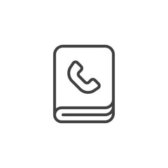 Phone book outline icon. linear style sign for mobile concept and web design. Telephone directory simple line vector icon. Symbol, logo illustration. Pixel perfect vector graphics