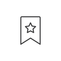 Bookmark star outline icon. linear style sign for mobile concept and web design. Flag simple line vector icon. Symbol, logo illustration. Pixel perfect vector graphics