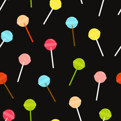 Vector seamless pattern of colorful lollipops.