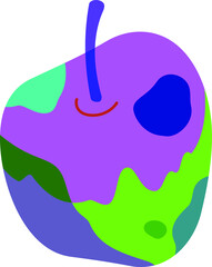 Psychedelic color apple illustration 2