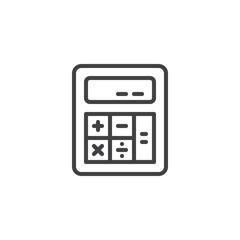 Calculator outline icon. linear style sign for mobile concept and web design. calculator math simple line vector icon. Symbol, logo illustration. Pixel perfect vector graphics