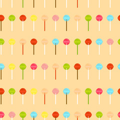 Vector seamless pattern of colorful lollipops.