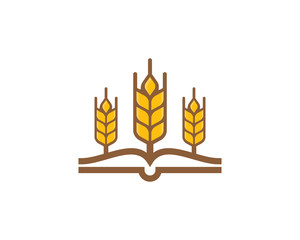 Wheat Book Icon Logo Design Element